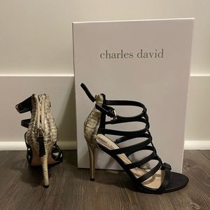 Charles David Black/Snakeskin Heels